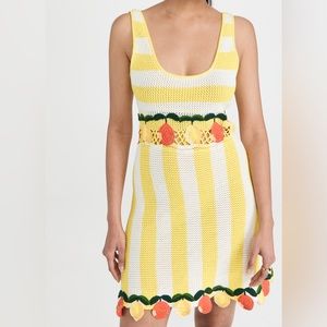 Staud Vivia Crochet Striped Citrus Dresss